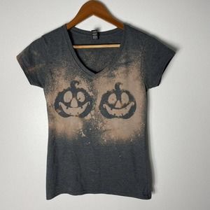 NEW Pumpkins Halloween Chest Bleached jack-o-lantern tee shirt S
